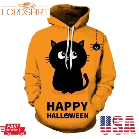 Halloween Cat 3D Yellow Hoodie