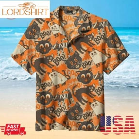 Halloween Cat Pattern Hawaiian Shirt