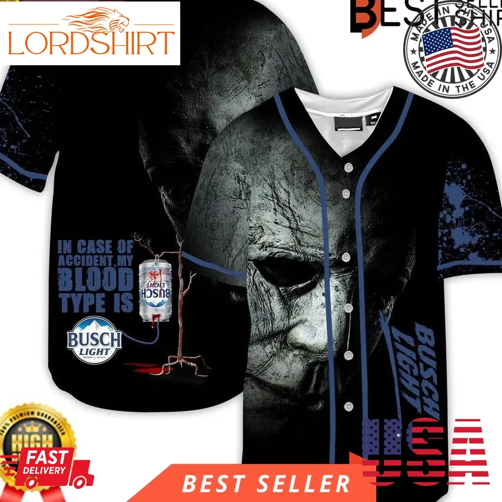 Halloween Costume Horror Michael Myers Busch Light Baseball Jersey