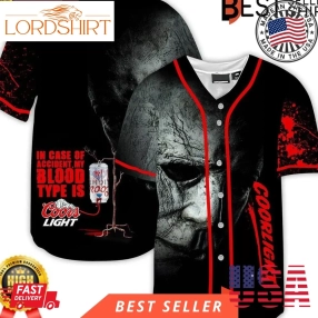 Halloween Costume Horror Michael Myers Coors Light Baseball Jersey