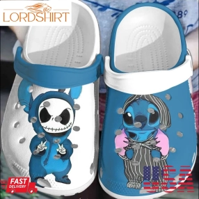 Halloween Cute Jack Skellington And Stitch Crocs Clogs