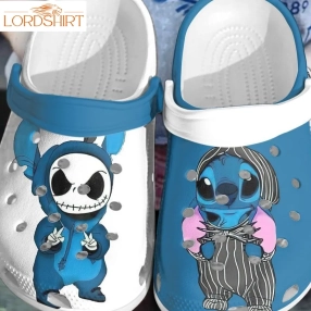 Halloween Cute Jack Skellington And Stitch Crocs Clogs Halloweener