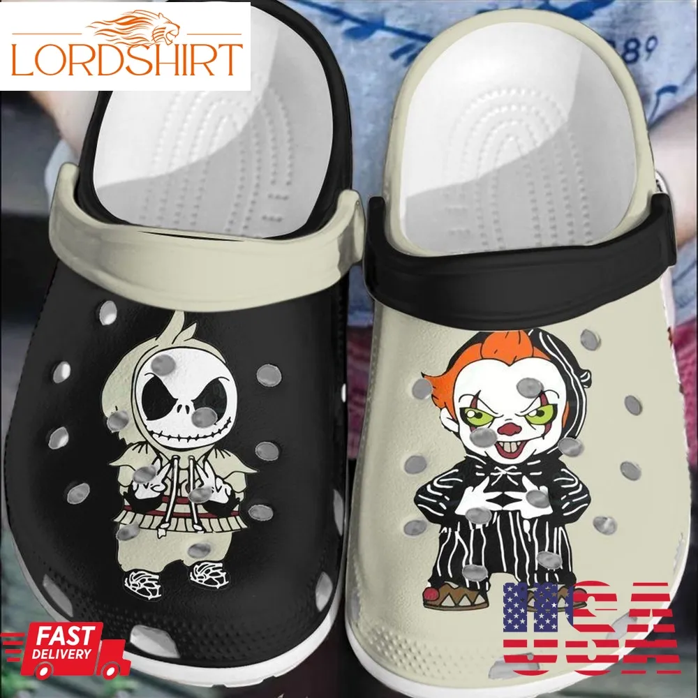 Halloween Cute Skellington And It Clown Crocs Crocband Clogs