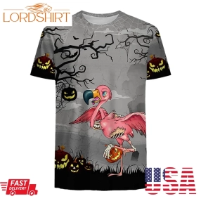 Halloween Flamingo Pumpkins 3D Hoodie And Shirt