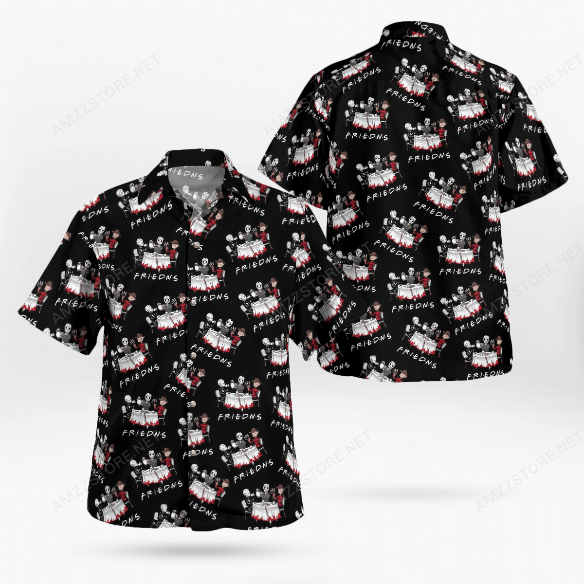 Halloween Friend Horror Characters Dinner Hawaiian Shirt