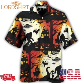 Halloween Hawaiian Shirt Ew People Bigfoot Ufo