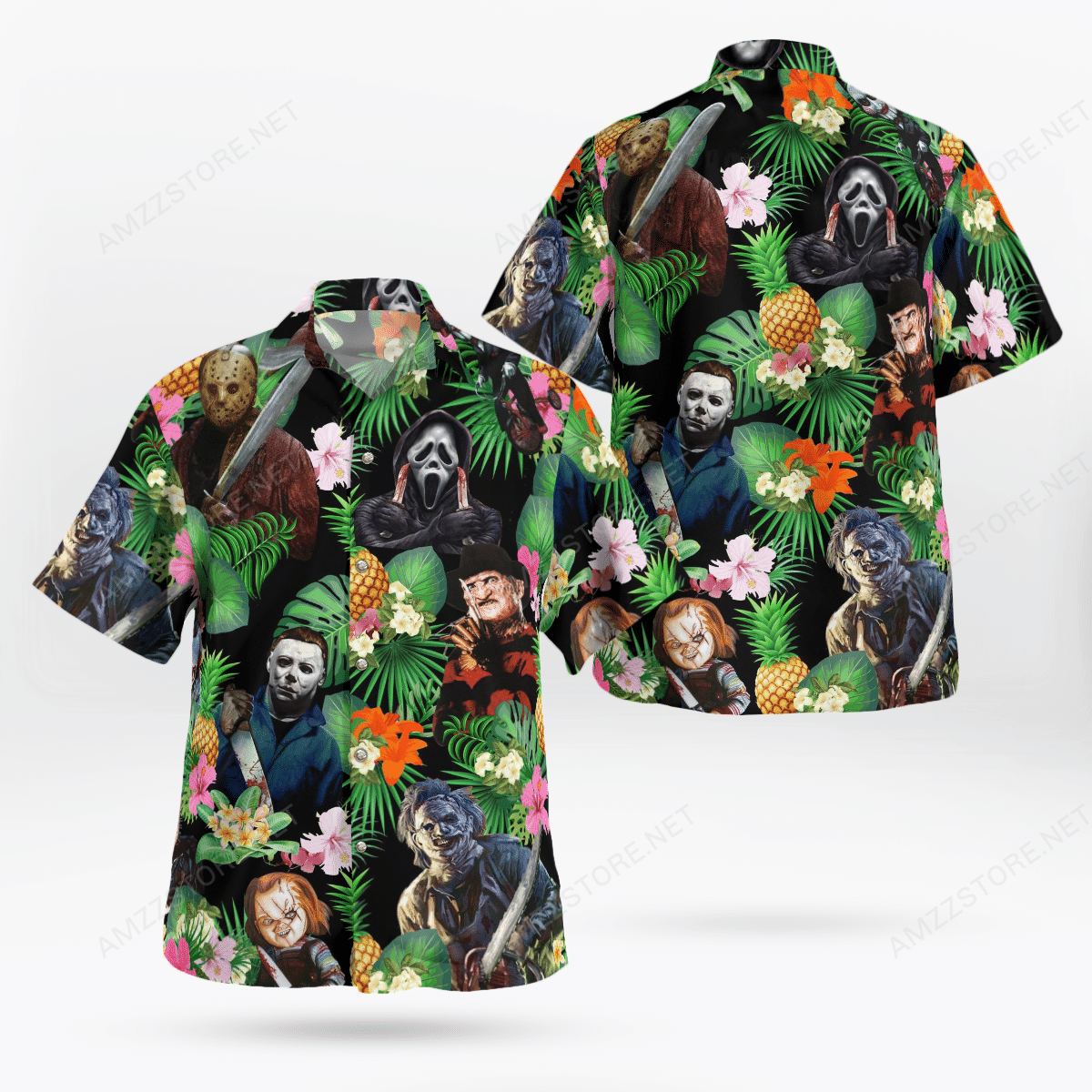 Halloween Horror Character Tropical Pineapple Hawaiian Shirt