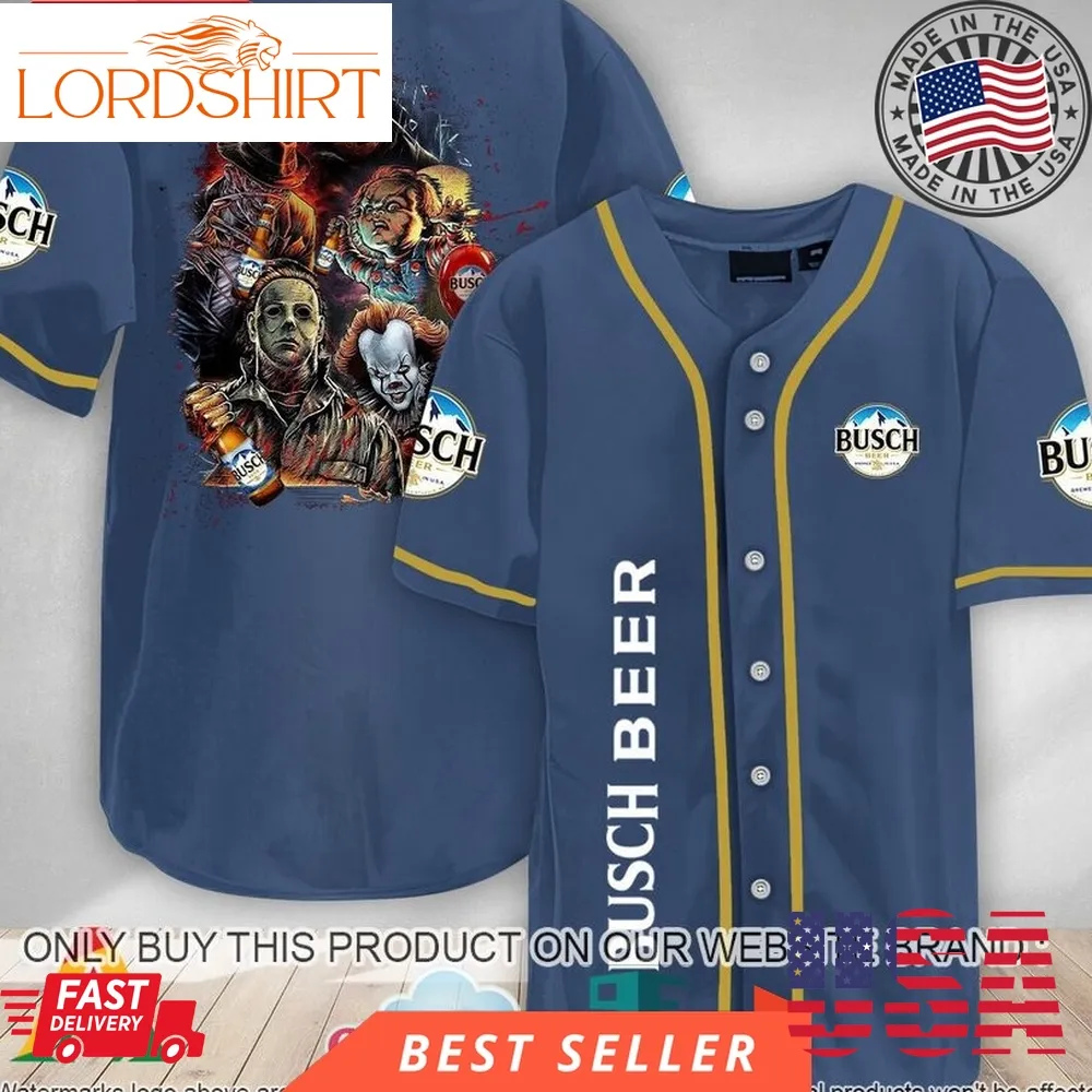 Halloween Horror Characters Busch Beer Baseball Jersey