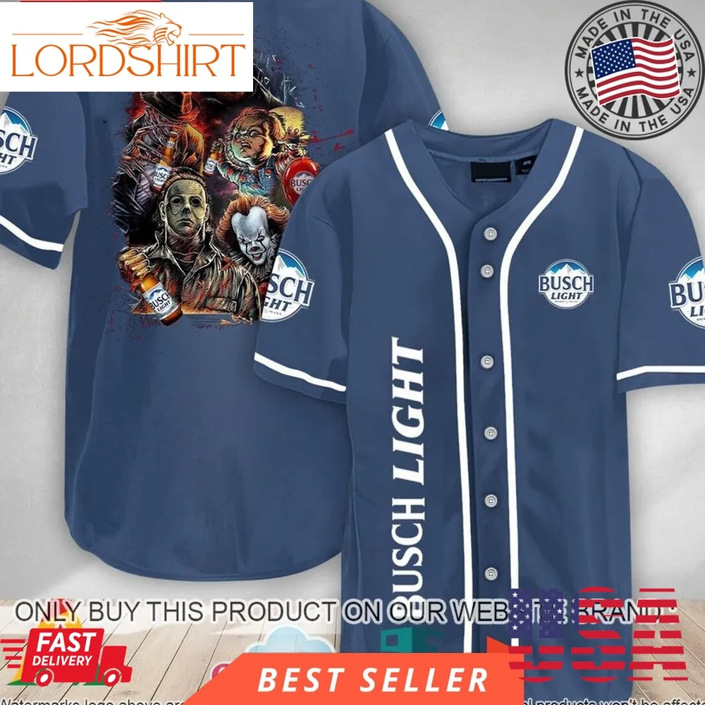 Halloween Horror Characters Busch Light Baseball Jersey