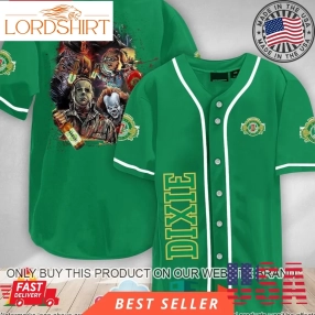 Halloween Horror Characters Dixie Beer Baseball Jersey