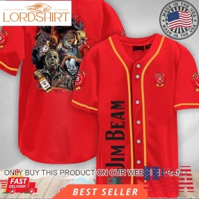 Halloween Horror Characters Jim Beam Baseball Jersey