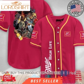 Halloween Horror Characters Miller High Life Baseball Jersey