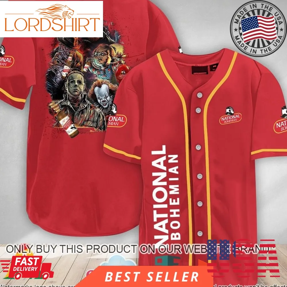 Halloween Horror Characters National Bohemian Baseball Jersey