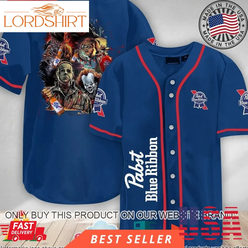 Halloween Horror Characters Pabst Blue Ribbon Baseball Jersey