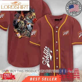 Halloween Horror Characters Schlitz Beer Baseball Jersey