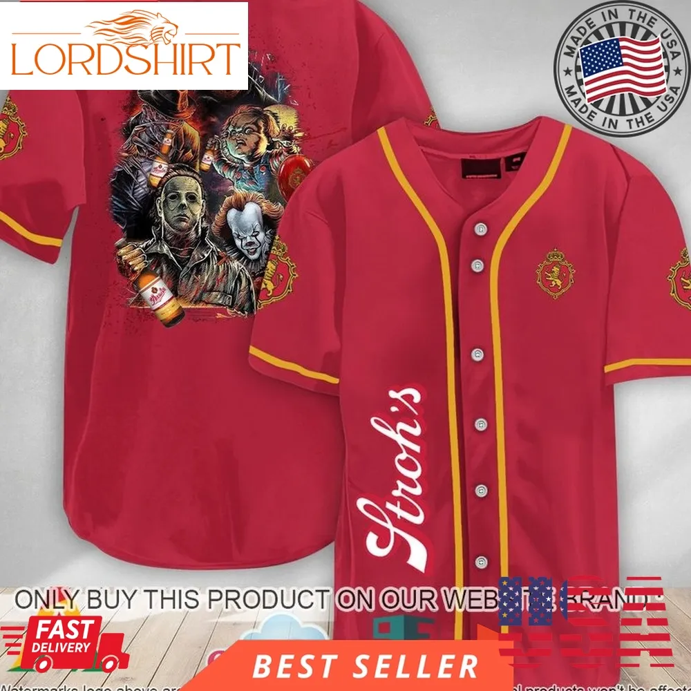 Halloween Horror Characters Stroh's Beer Baseball Jersey