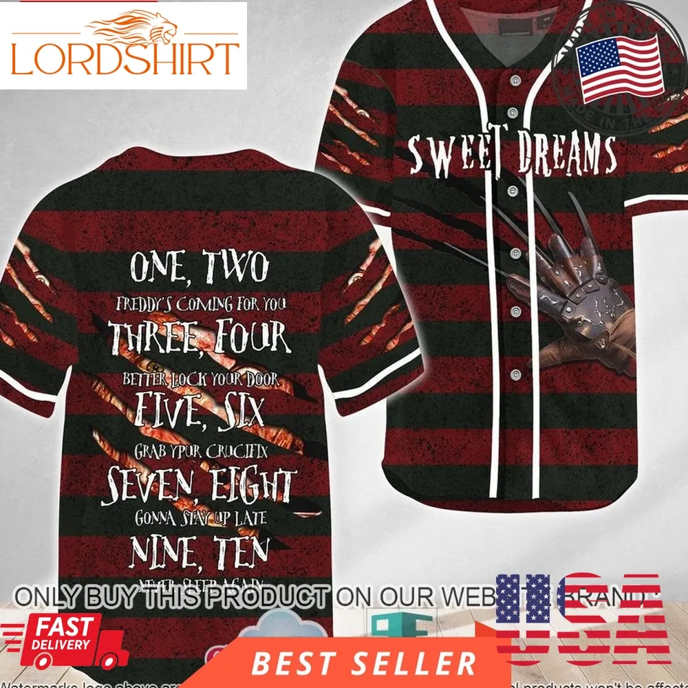 Halloween Horror Freddy Krueger Sweet Dreams Baseball Jersey