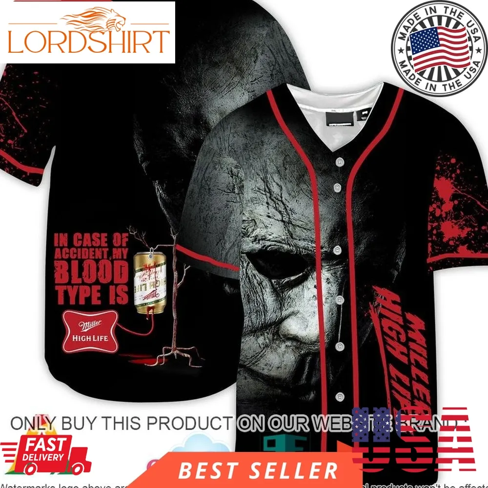 Halloween Horror Michael Myers Miller High Life Baseball Jersey