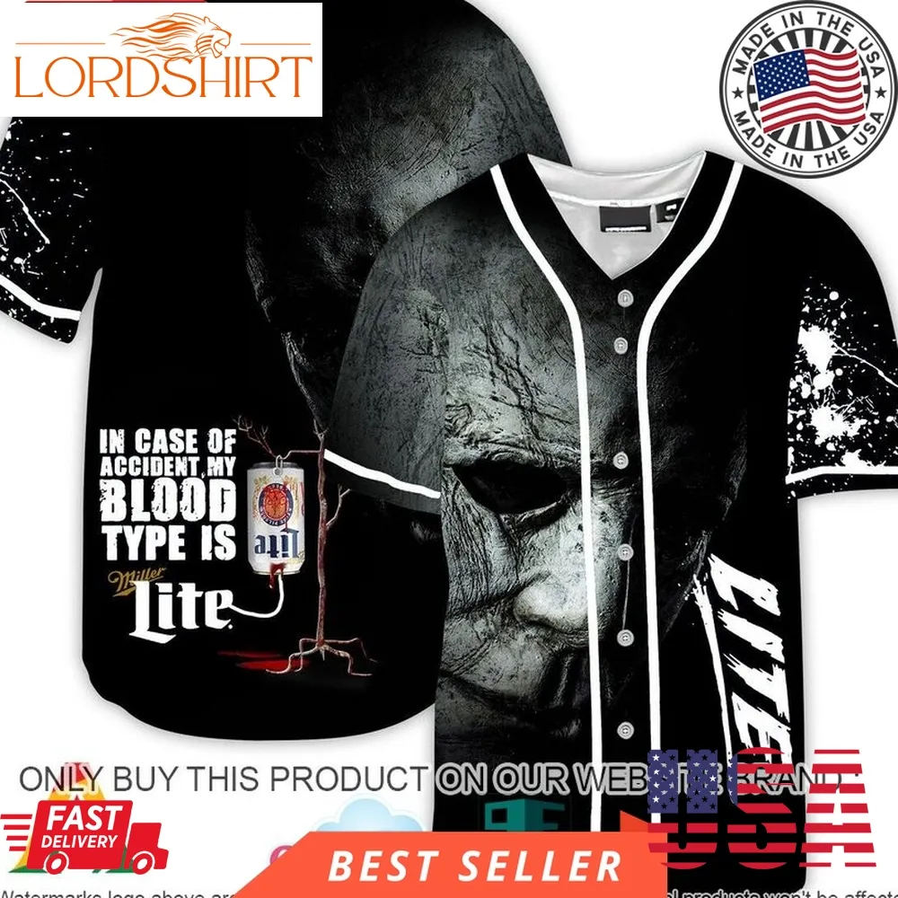 Halloween Horror Michael Myers Miller Lite Baseball Jersey