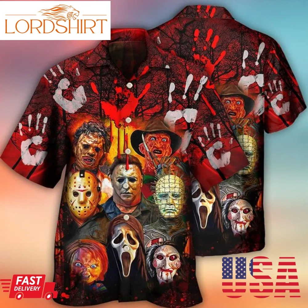 Halloween Horror Movie Characters Blood Scary Hawaiian Shirt