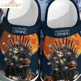 Halloween Is Coming Jack Skellington At Iron Throne Crocs Clogs Halloweener