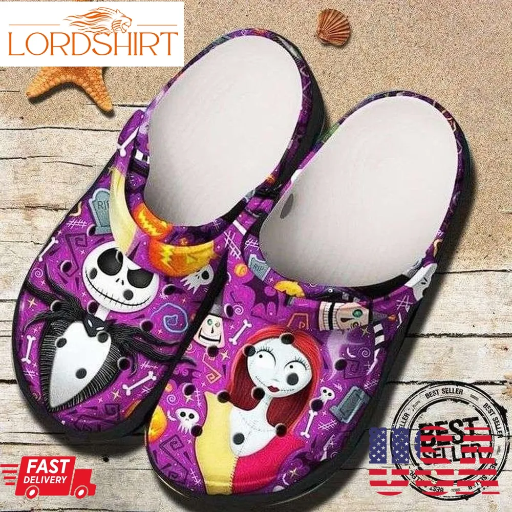 Halloween Jack Skellington And Sally Tnbc Crocs Crocband Clog Comfortable Water Shoes