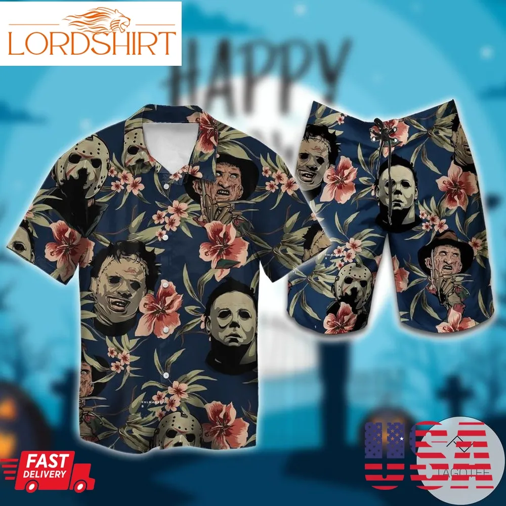 Halloween Michael Myers Jason Voorhees Freddy Krueger Leatherface Hawaiian Shirts