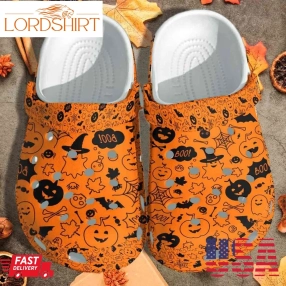 Halloween Orange Monsters Ghost Crocs Crocband Clogs Shoes