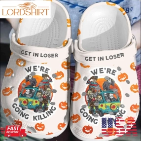 Halloween Pumkin Get In Loser Killing Characters On Hippie Van Crocs Crocband Clogs