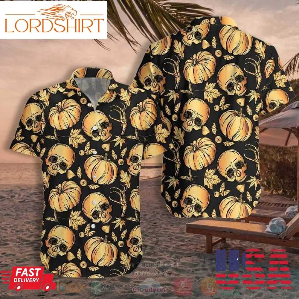 Halloween Pumpkin  Skull Hawaiian Shirt