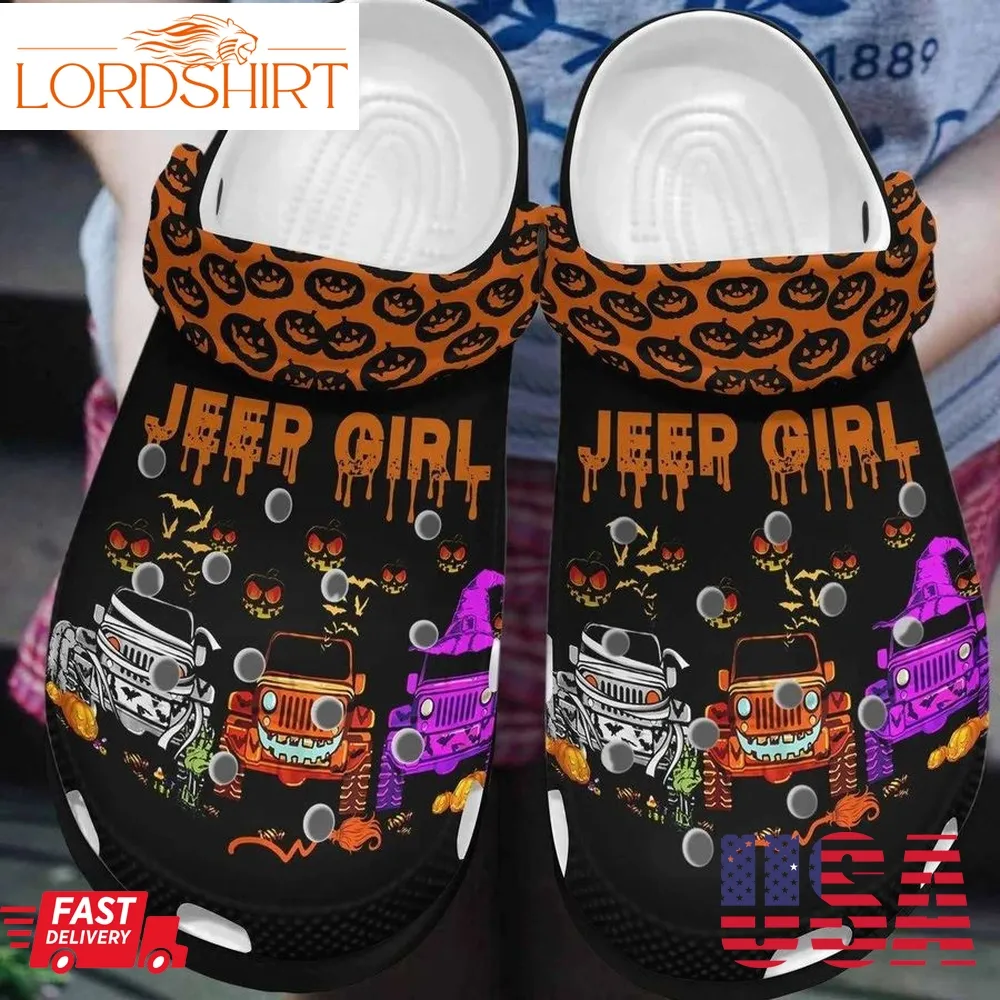 Halloween Pumpkins Jeep Girl Crocs Crocband Clog Shoes For Jeep Lover