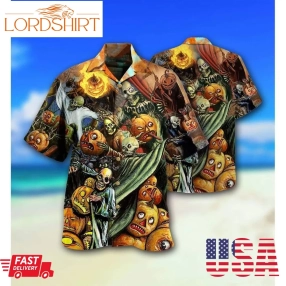 Halloween Pumpkins Scary Hawaiian Shirt, Print Aloha Short Sleeve Unisex Shirt