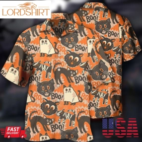 Halloween Spooktacular Scaredy Cat Halloween Hawaiian Shirt In 2022