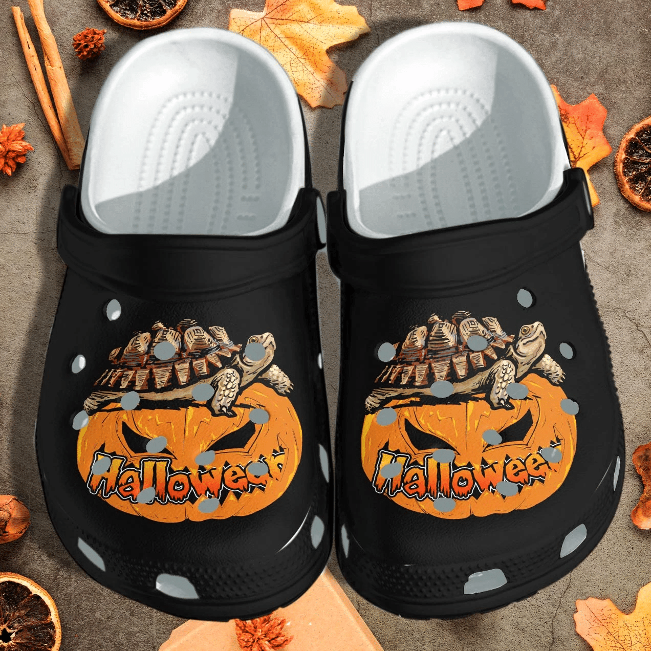 Halloween Turtle Sitting On Pumpkin Shoes Clog   Halloween Crocs Crocband Clog Birthday Gift For Man Woman