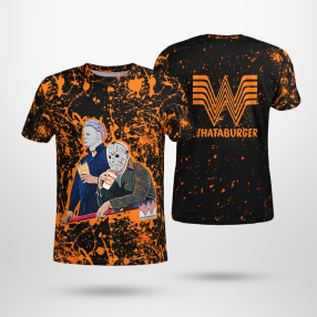 Halloween Whataburger Jason Voorhees Michael Myers Hawaiian Shirt