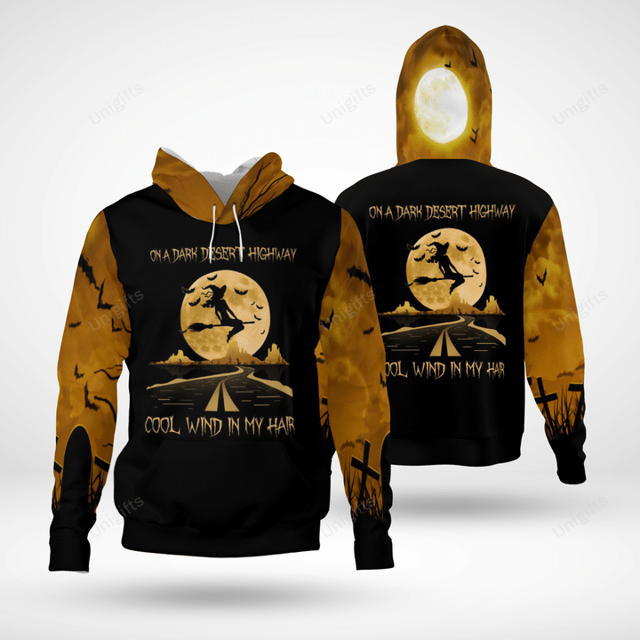 Halloween Witch On A Dark Desert Highway Cool Wind In My Hair Hoodie 3D