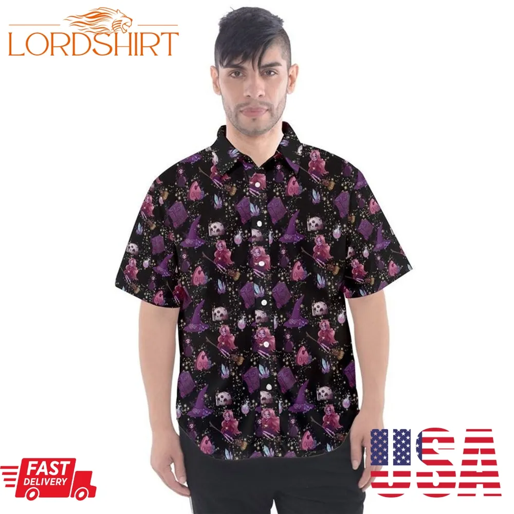 Halloween Witch Short Sleeved Button Down Shirt