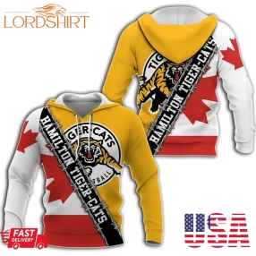 Hamilton Tiger Cats Canada Flag Cfl 3D Shirt, Hoodie