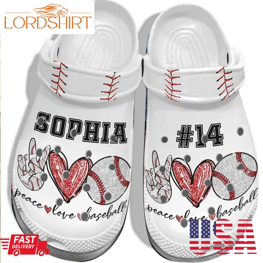 Hand Heart Baseball Ball Shoes Crocs For Batter Girl   Peace Love Baseball Shoes Crocbland Clog For Men Women