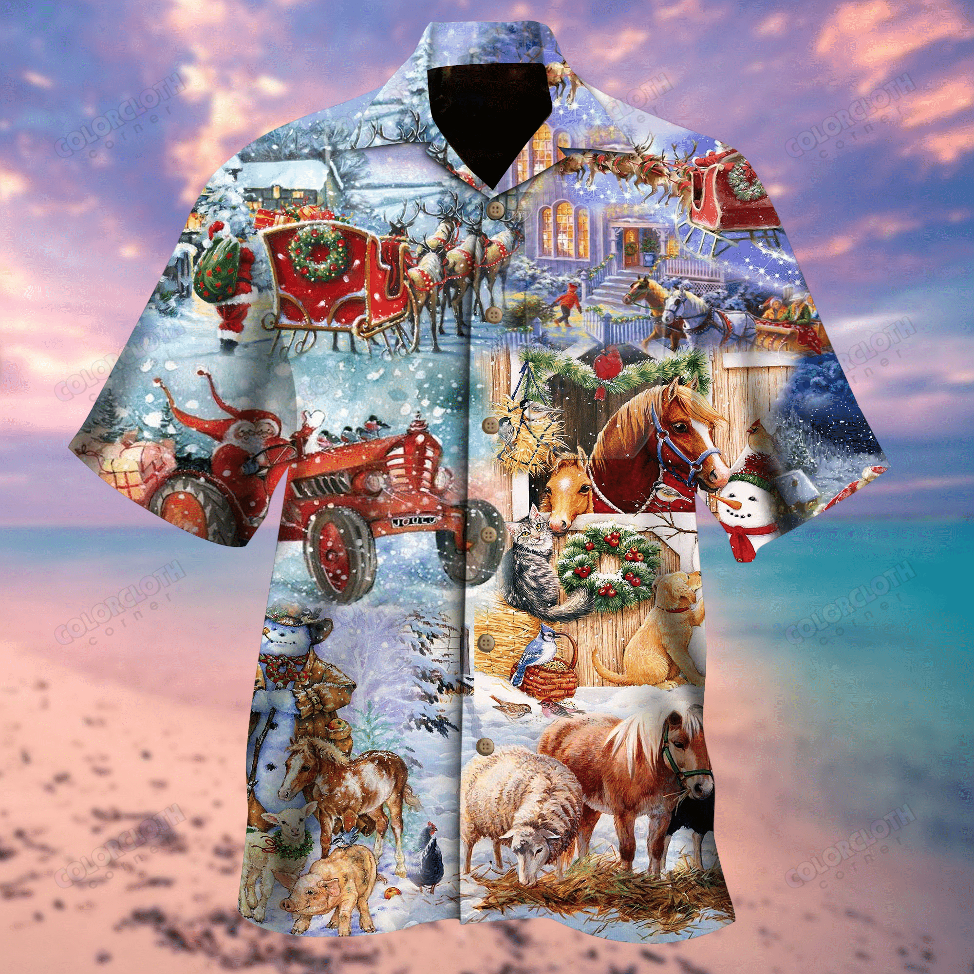 Happy Christmas Farm Hawaiian Shirt Tv05719 Re