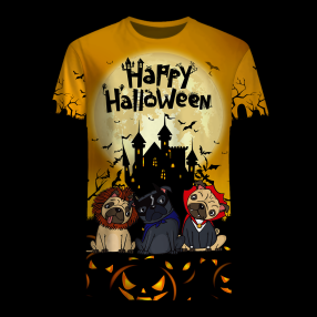 Happy Halloween Cool Bull Dog Halloween 3D T Shirt