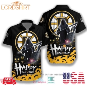 Happy Halloween Grim Reaper Boston Bruins Hawaiian Shirt