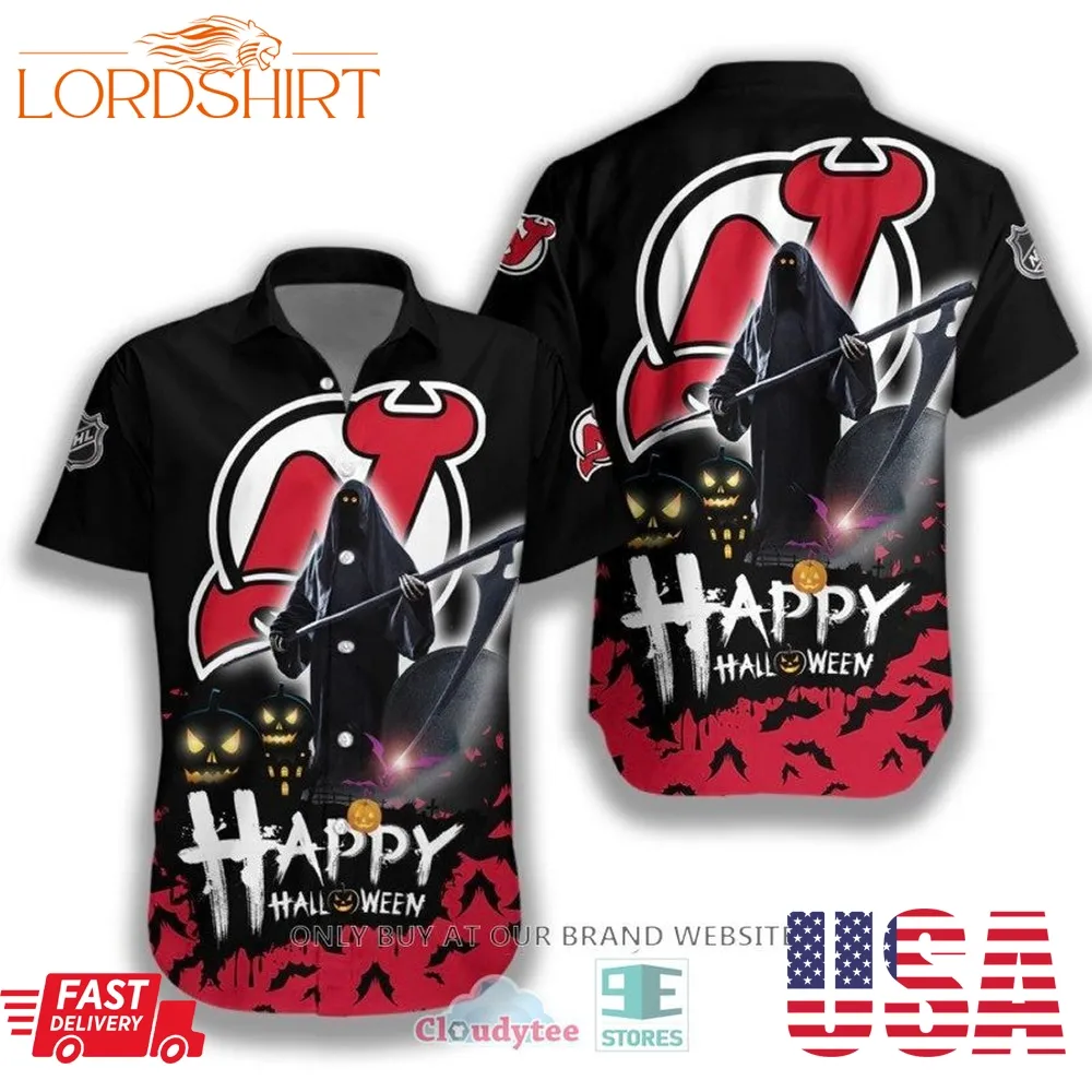 Happy Halloween Grim Reaper New Jersey Devils Hawaiian Shirt