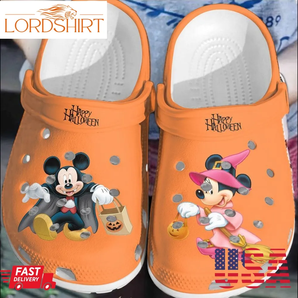 Happy Halloween Mickey And Minnie Crocs Crocband Clogs