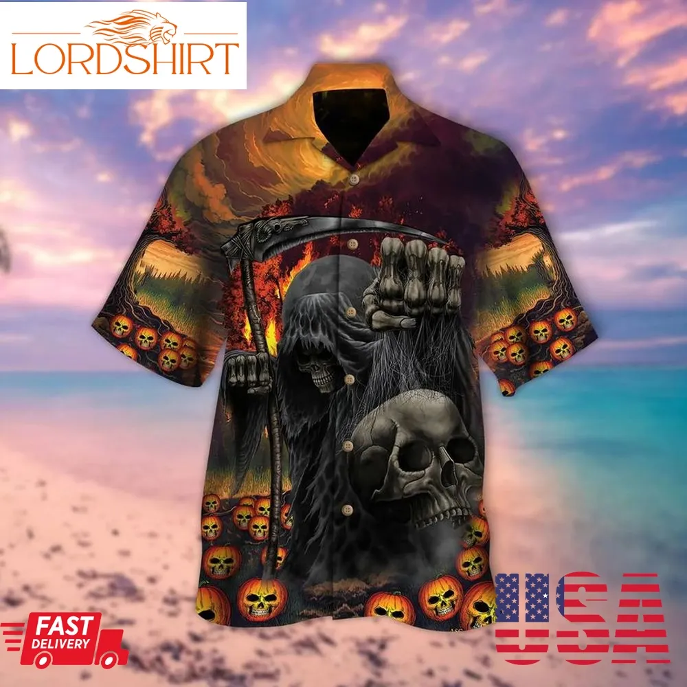 Happy Halloween Skull Hawaiian Shirt, Skull Lover Short Sleeve Unisex Shirt For Men & Women