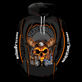 Harley Davidson Fire Skull Eagle Full Print S1064 Hoodie And Zipper