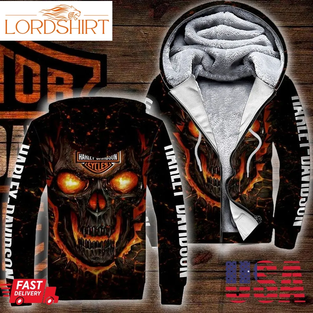 Harley Davidson Motorcycle Skull Fleece Zipper Full Print 1192