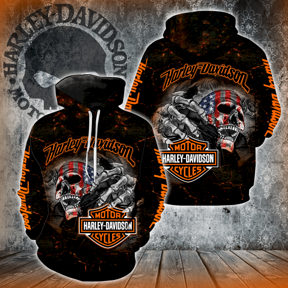 Harley Davidson Motorcycles Skull Full Print K1175 Hoodie And Zipper