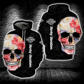 Harley Davidson New Skull Flower Full Print S1630 Hoodie And Zipper