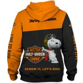 Harley Davidson Pullover Hoodie 3D Snoopy Dog Custom